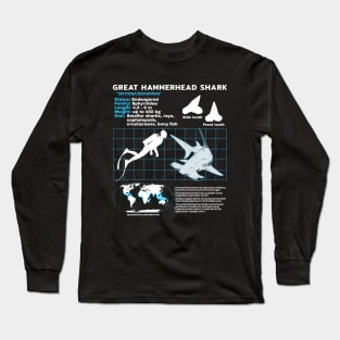 Great hammerhead shark data sheet Long Sleeve T-Shirt
